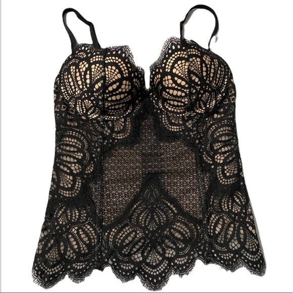 Victoria's Secret Tops - Victoria Secret Black Lace & Nude Corset